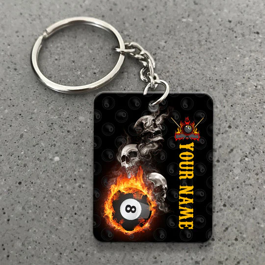 Skull Reaper Billiard Pool 8 Ball Hello Darkness Personalized Name Acrylic Keychain - Christmas Gift For Billiard Lovers, Billiard Players - Image 6