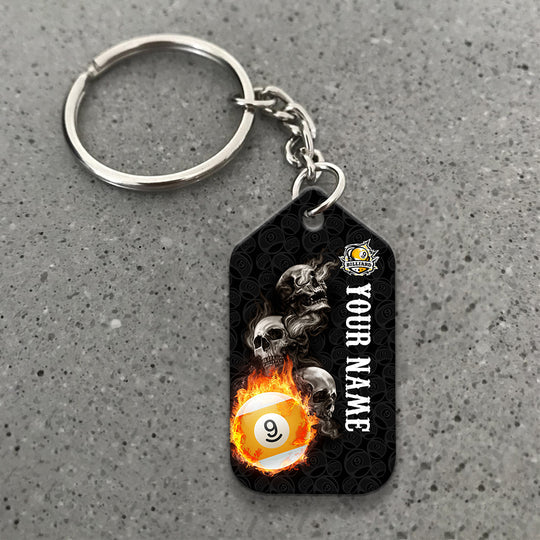 Skull Reaper Billiard Pool 9 Ball Hello Darkness Personalized Name Acrylic Keychain - Christmas Gift For Billiard Lovers, Billiard Players - Image 5