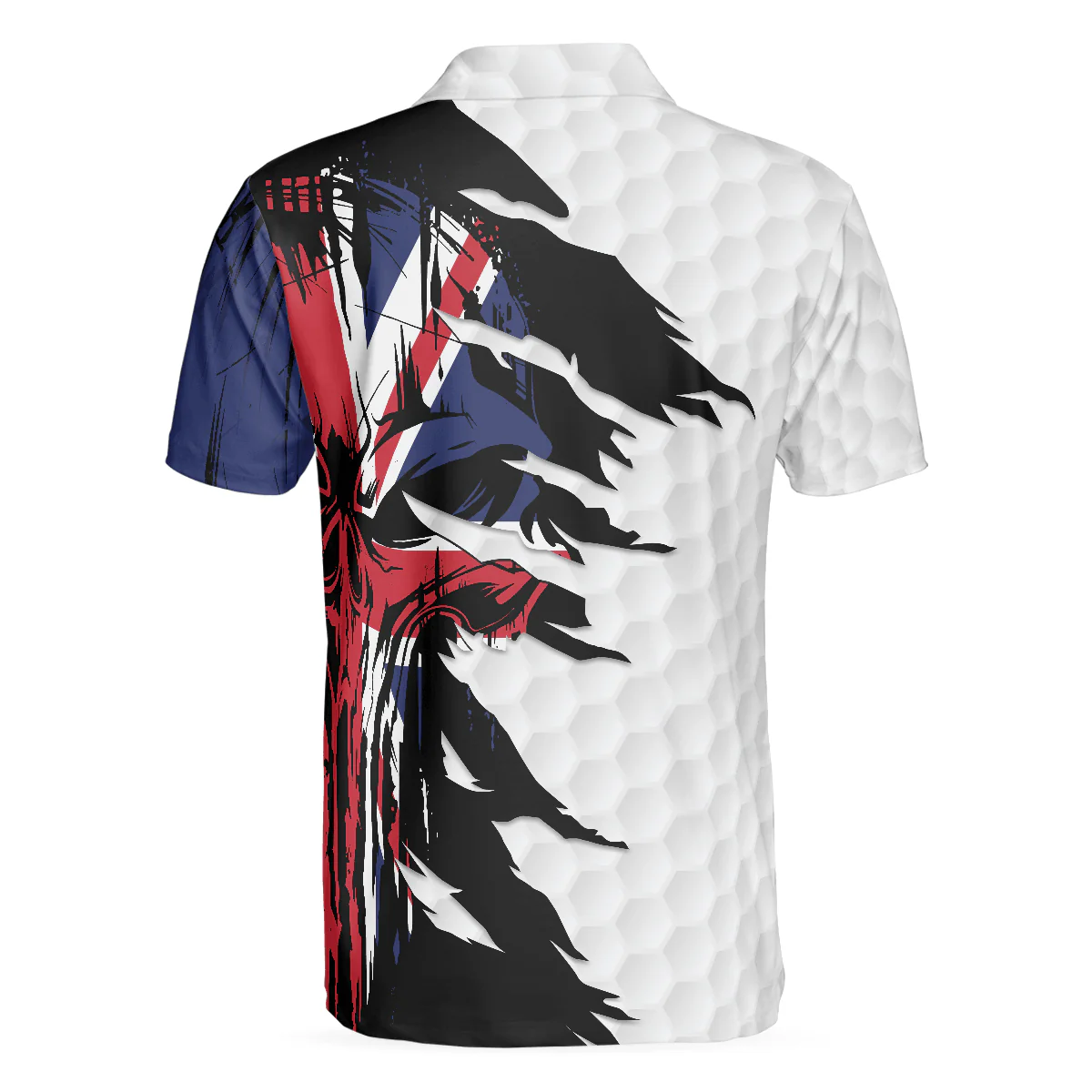 Skull United Kingdom Ripped Golf Polo Shirt, Skull Golf Pattern Polo Shirt, UK Golf Shirt For Men - Perfect Gift For Men, Golfers - Image 2