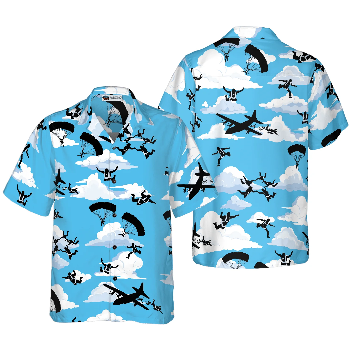 Skydiving Plane Cloud Pattern Hawaiian Shirt, Colorful Summer Aloha Shirt For Men Women, Gift For Friend, Family, Husband, Wife