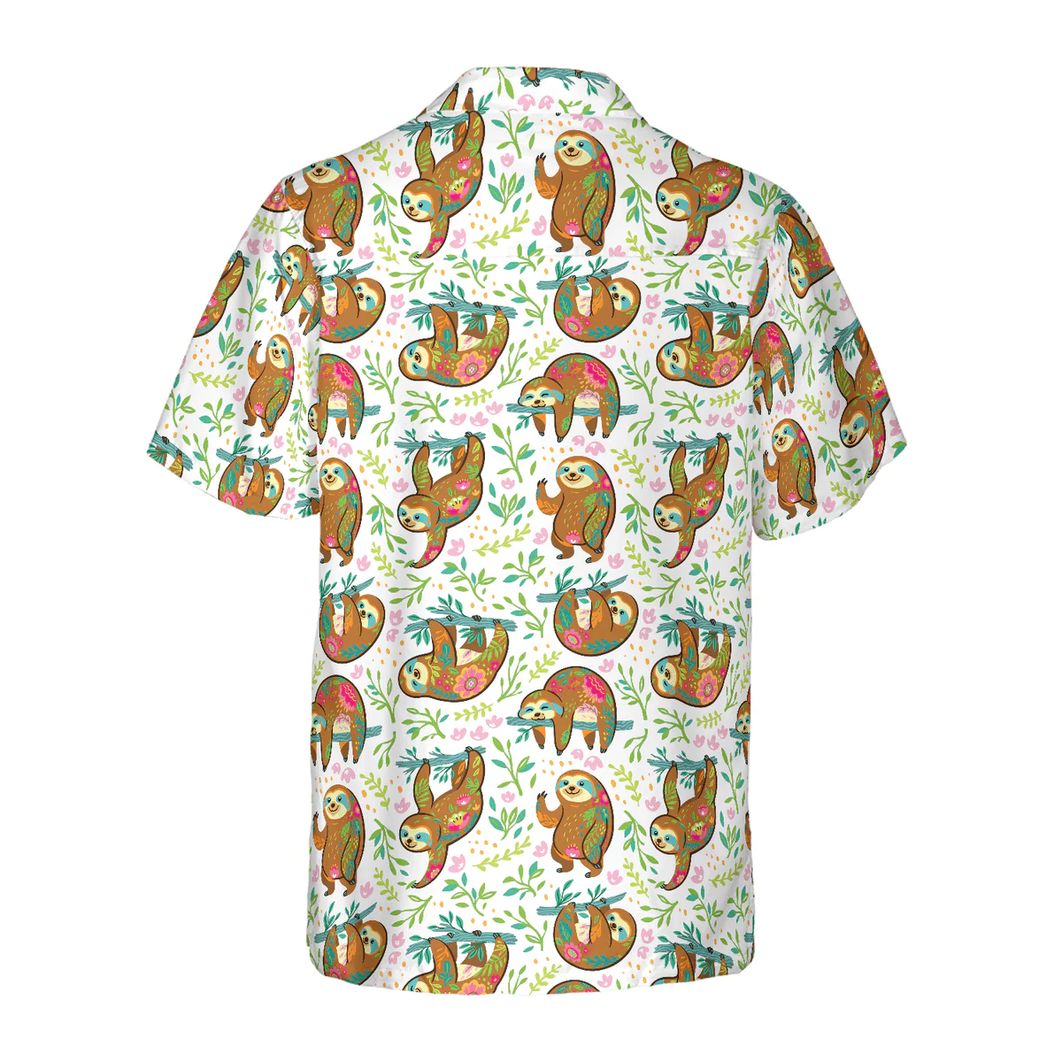 Sloth Hawaiian Shirt, Tropical Flowers, Sloth Aloha Shirt For Men - Perfect Gift For Husband, Boyfriend, Friend, Family - Image 3