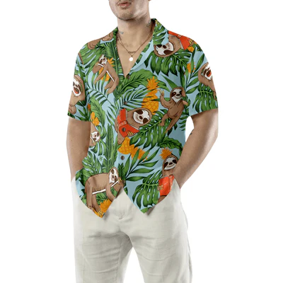 Sloth Hawaiian Shirt, Tropical Fruit Aloha Shirt For Men - Perfect Gift For Husband, Boyfriend, Friend, Family - Image 5