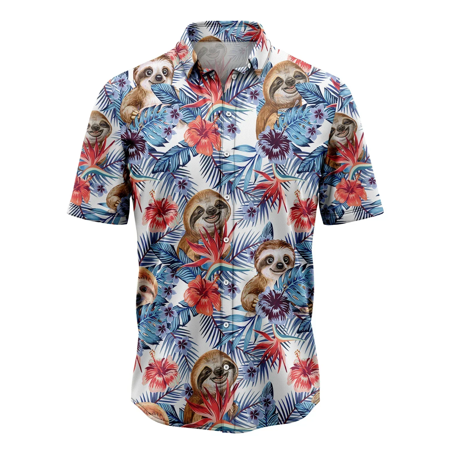Sloth Hawaiian Shirt, Tropical Sloth Aloha Shirt For Men Women - Perfect Gift For Husband, Boyfriend, Friend, Family, Wife