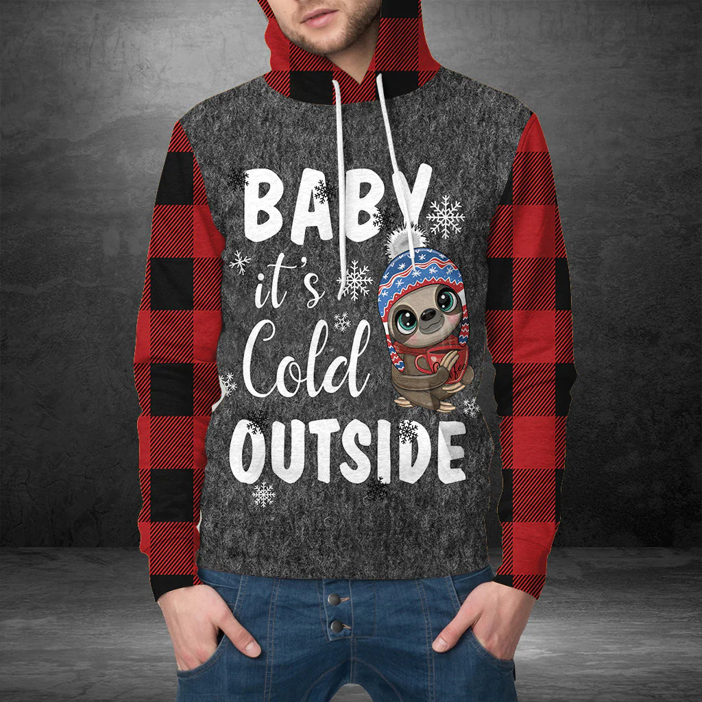 Sloth Pullover Premium Hoodie Baby It's Cold Outside, Perfect Outfit For Men And Women On Christmas New Year Autumn Winter - Image 2
