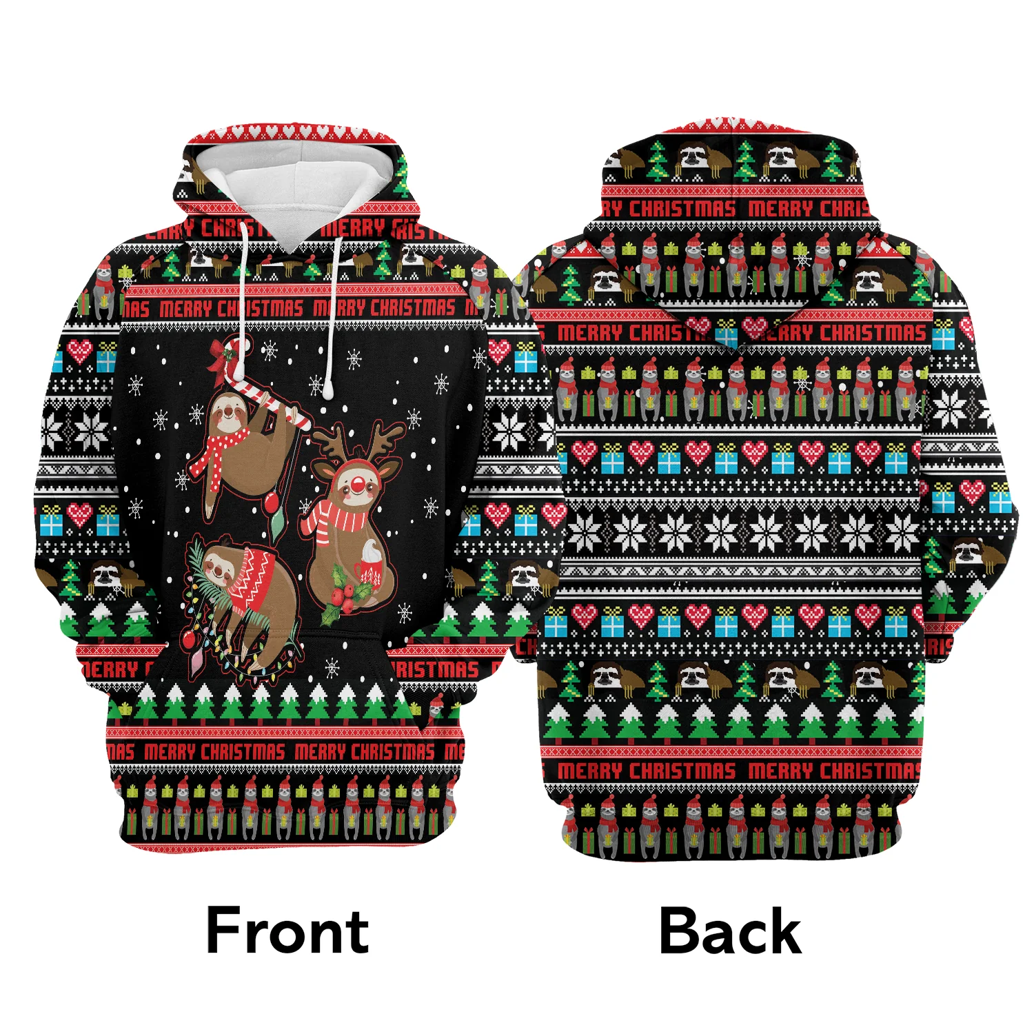 Sloth Xmas Premium Christmas Hoodie, Cool Sloth Merry Christmas Unisex Hoodie For Men & Women - Perfect Gift For Christmas, Friends, Family - Image 3