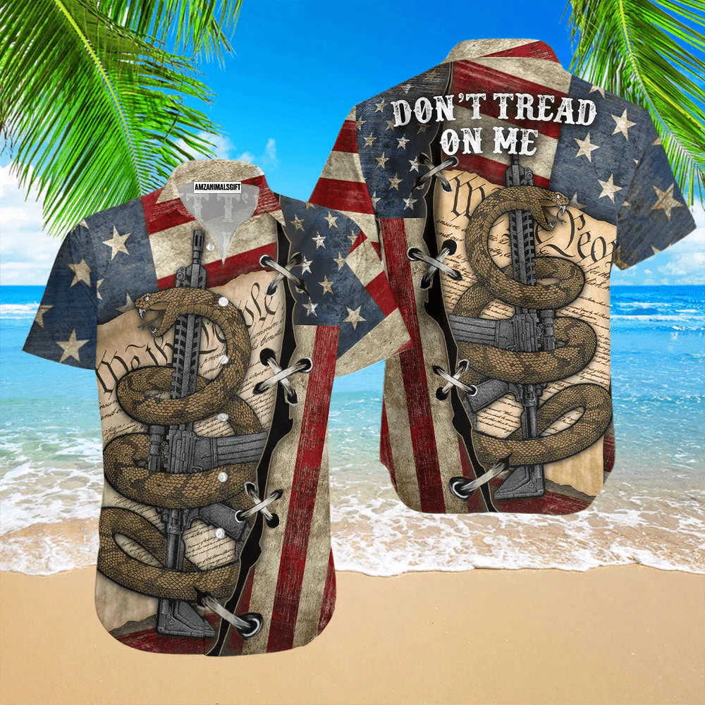 Snake American Flag Don't Tread On Me Aloha Hawaiian Shirts For Men Women, 4th July Gift For Summer, Friend, Family, Independence Day - Image 2