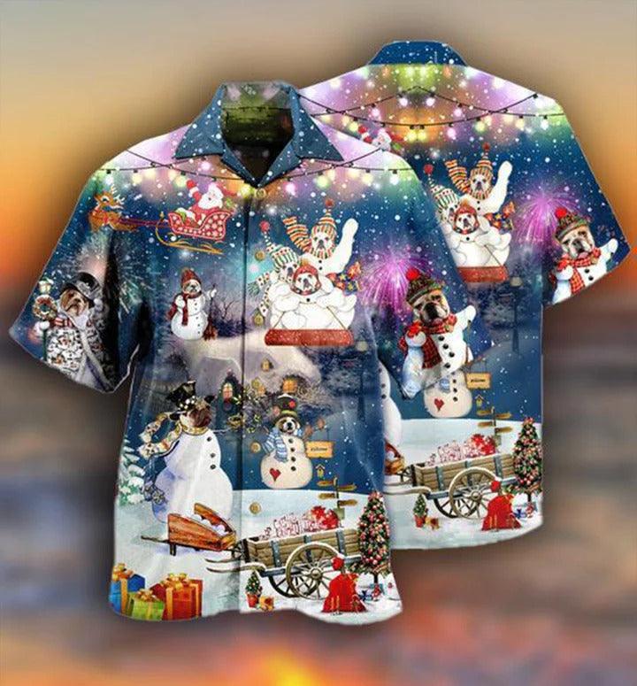 Snowdog Aloha Hawaii Shirt - Snowdog Merry Christmas Night Funny Hawaiian Shirt For Summer - Perfect Gift For Dog Lovers, Friend, Family