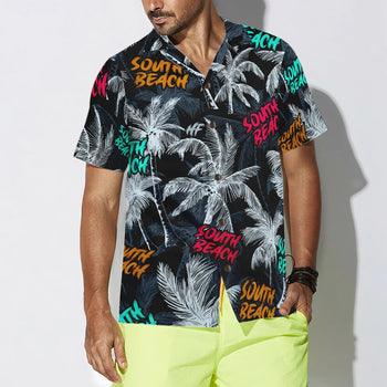 South Beach Coconut Tree Seamless Hawaiian Shirt, Coconut Tree Aloha Shirt - Perfect Gift For Beach Lovers, Friends, Family, Summer Lovers
