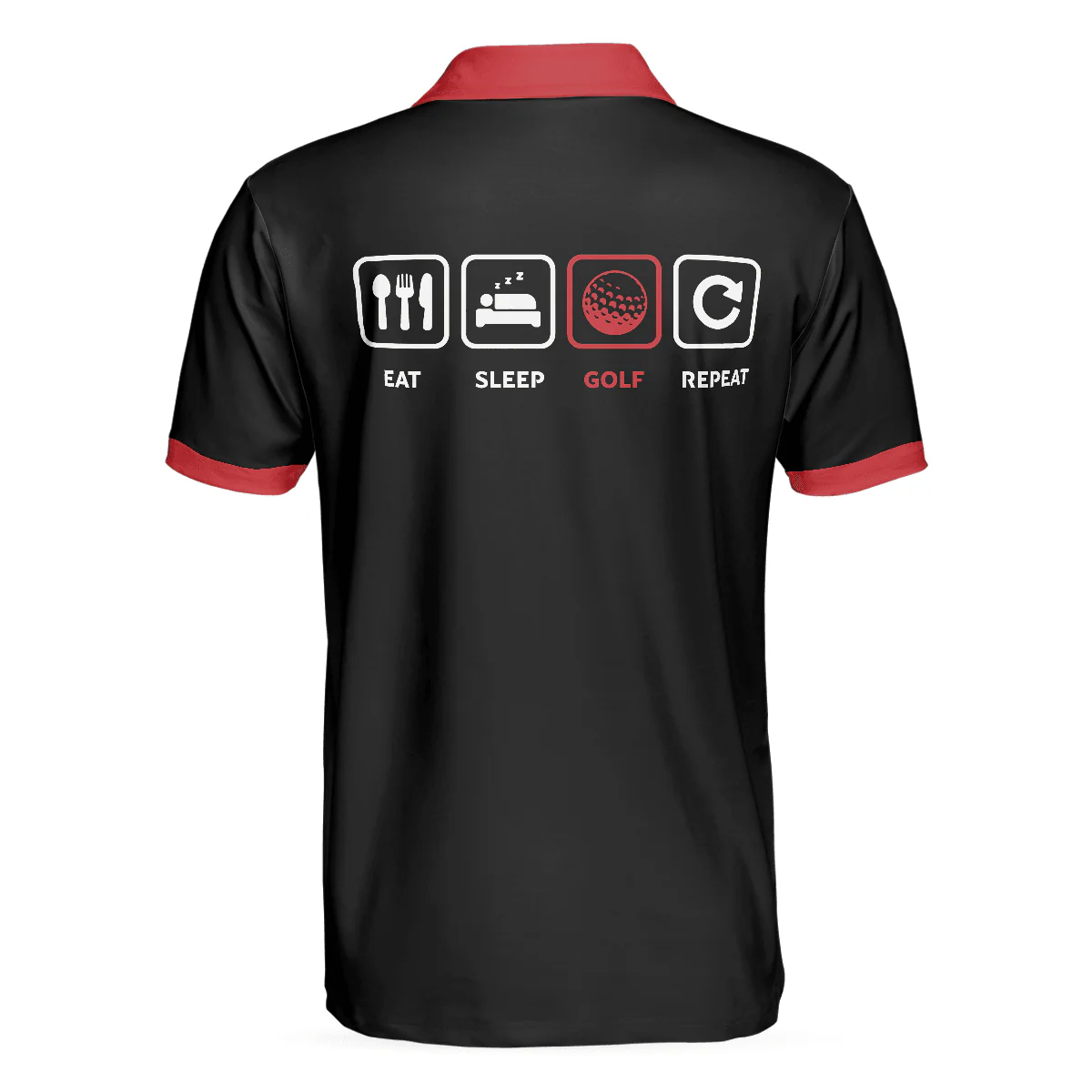 Sporty Golfing Men Polo Shirt, Eat Sleep Golf Repeat Short Sleeve Polo Shirt, Best Golf Shirt For Men, Gift For Golfers - Image 2
