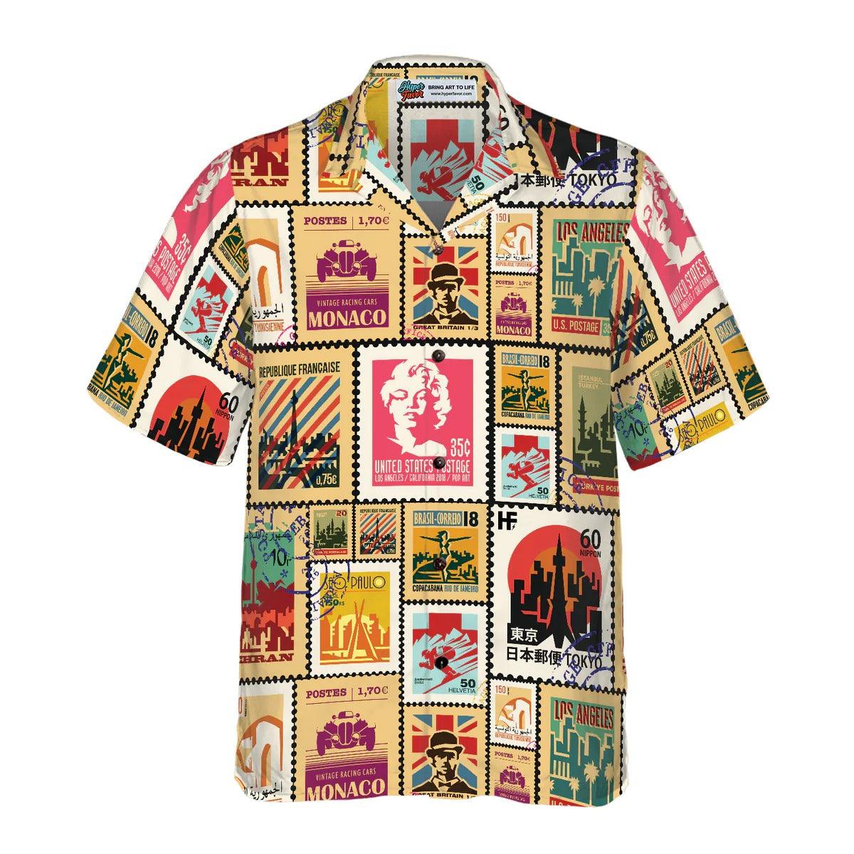 Stamps Cities World Vintage Travel Hawaiian Shirt - Perfect Gift For Lover, Friend, Family
