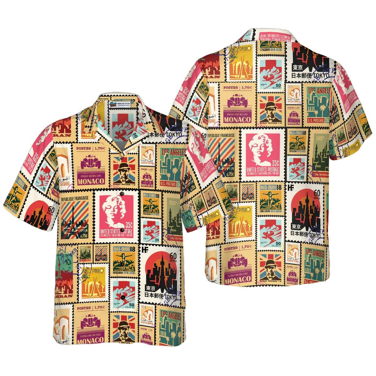 Stamps Cities World Vintage Travel Hawaiian Shirt - Perfect Gift For Lover, Friend, Family - Image 2