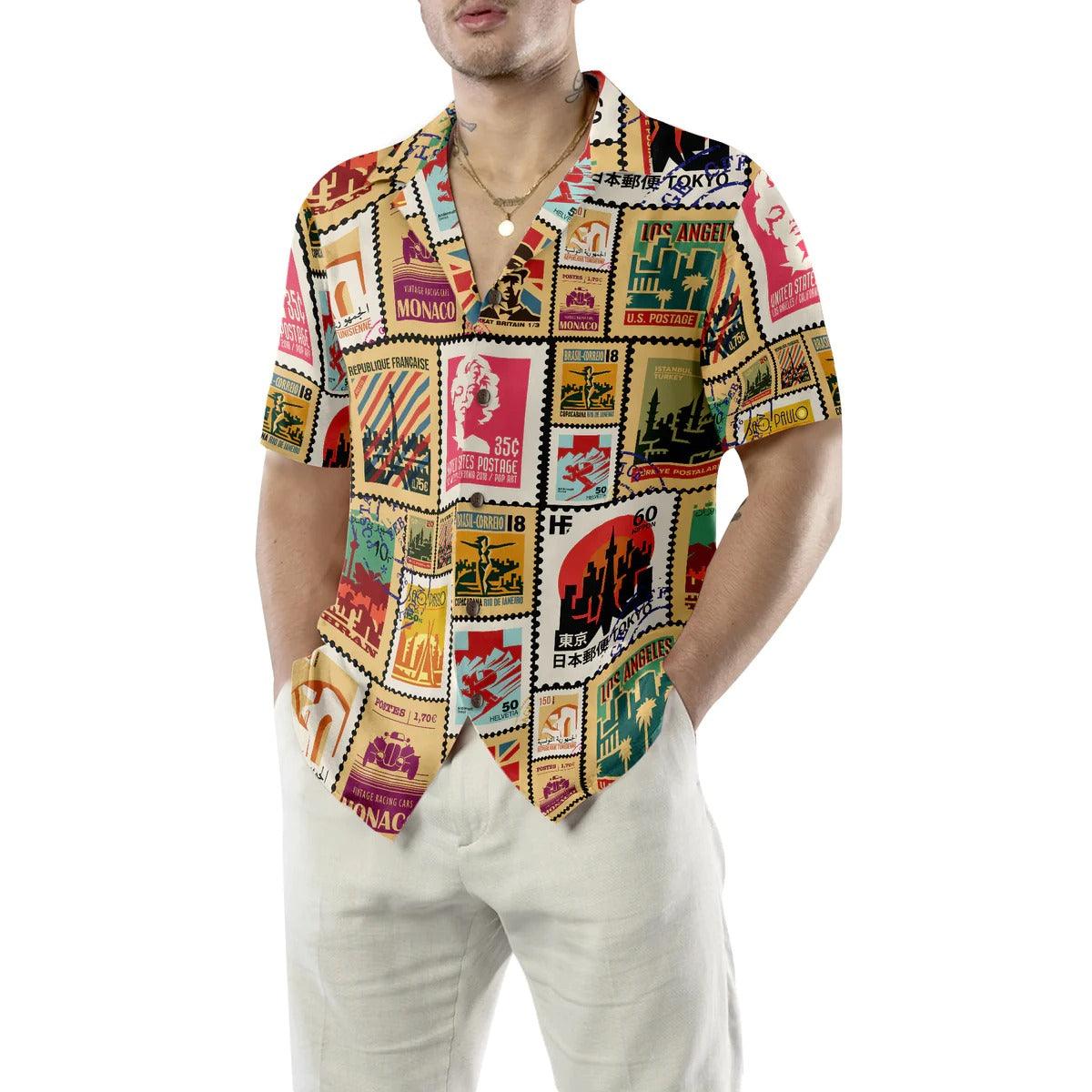 Stamps Cities World Vintage Travel Hawaiian Shirt - Perfect Gift For Lover, Friend, Family - Image 4