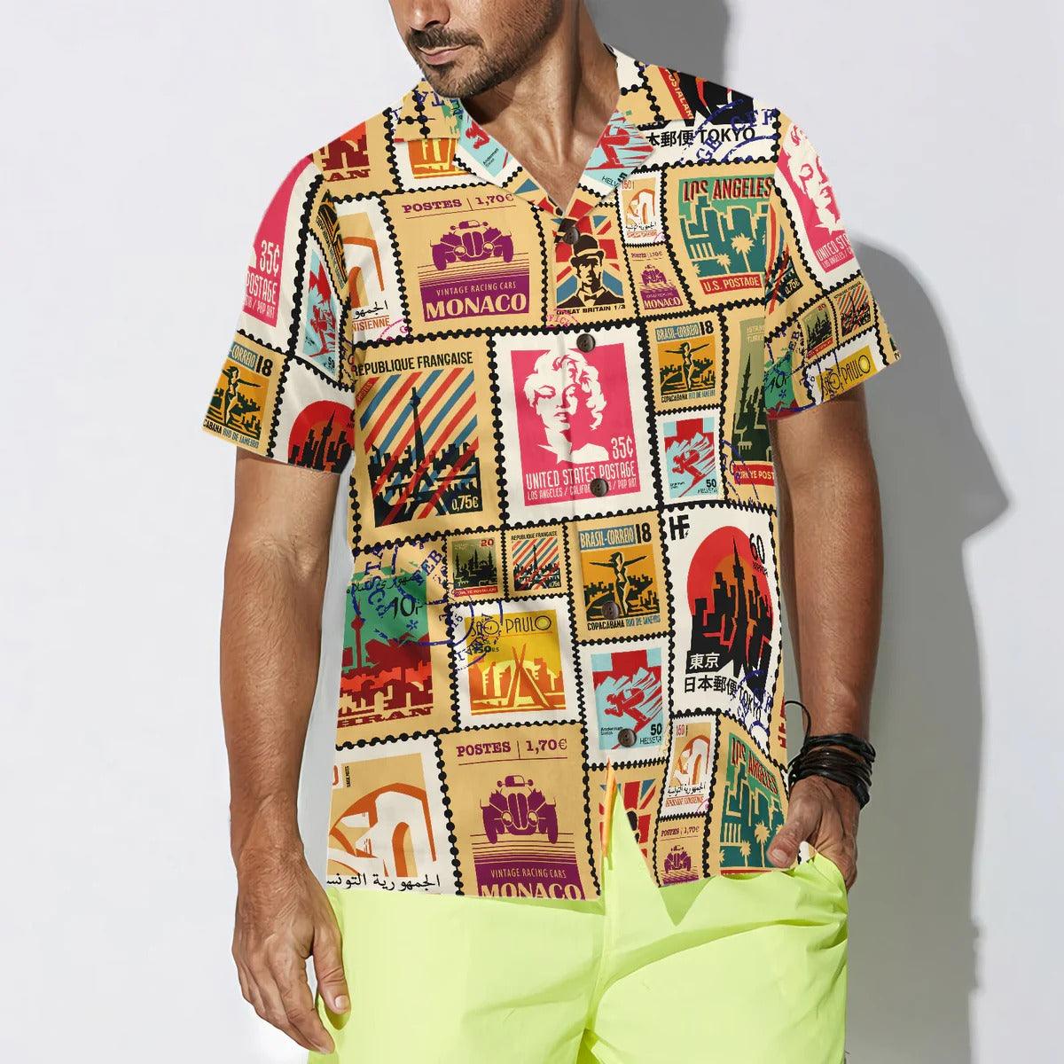 Stamps Cities World Vintage Travel Hawaiian Shirt - Perfect Gift For Lover, Friend, Family - Image 5