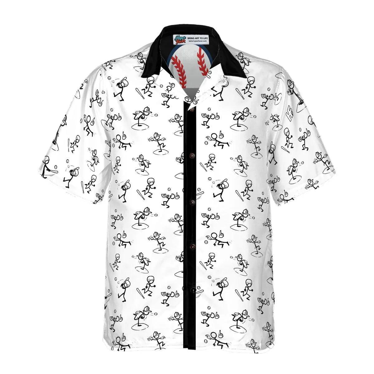 Stickfigures Playing Baseball Aloha Hawaiian Shirt, Baseball Hawaiian Shirt For Summer - Perfect Gift For Men, Women, Baseball Lover, Friend, Family - Image 2