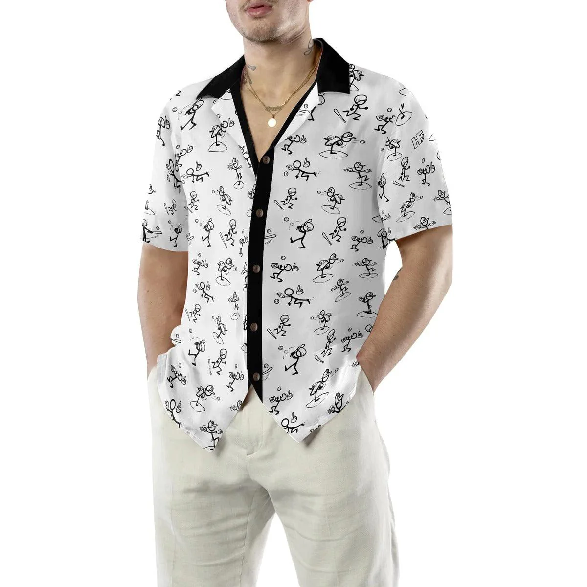 Stickfigures Playing Baseball Aloha Hawaiian Shirt, Baseball Hawaiian Shirt For Summer - Perfect Gift For Men, Women, Baseball Lover, Friend, Family - Image 4