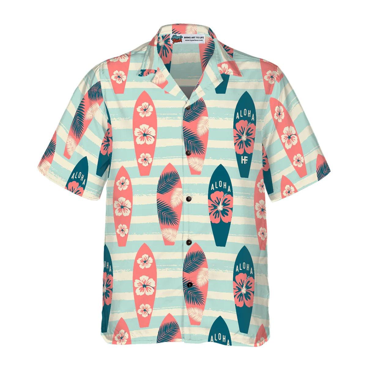 Surfboards Pattern Hawaiian Shirt, Surfboards Hawaiian Shirt, Colorful Summer Aloha Shirt- Perfect Gift For Men, Women, Friend, Family - Image 2