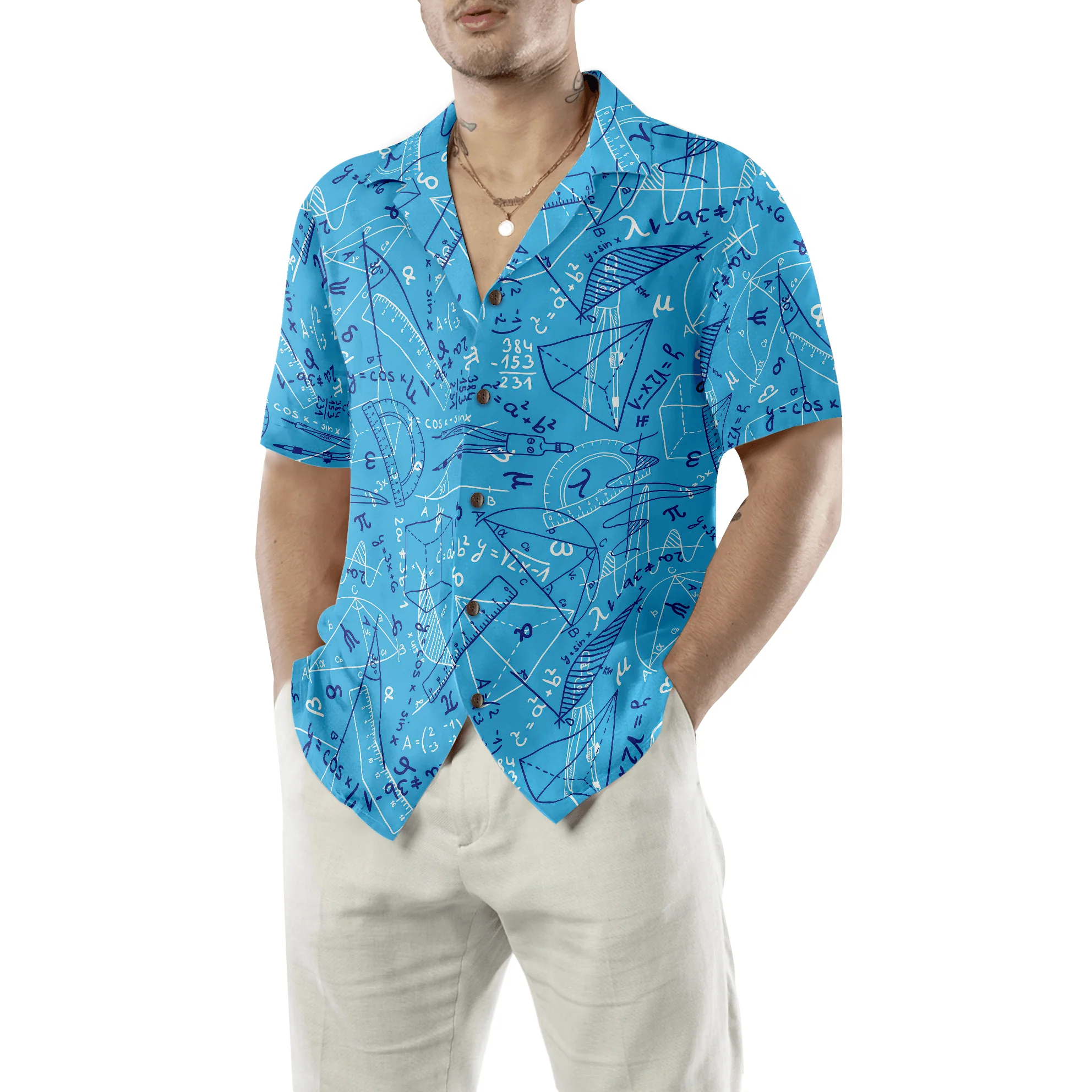Teacher Hawaiian Shirt, Proud To Be A Math Teacher Aloha Shirt For Men And Women - Perfect Gift For Teacher, Husband, Boyfriend, Friend, Family - Image 3