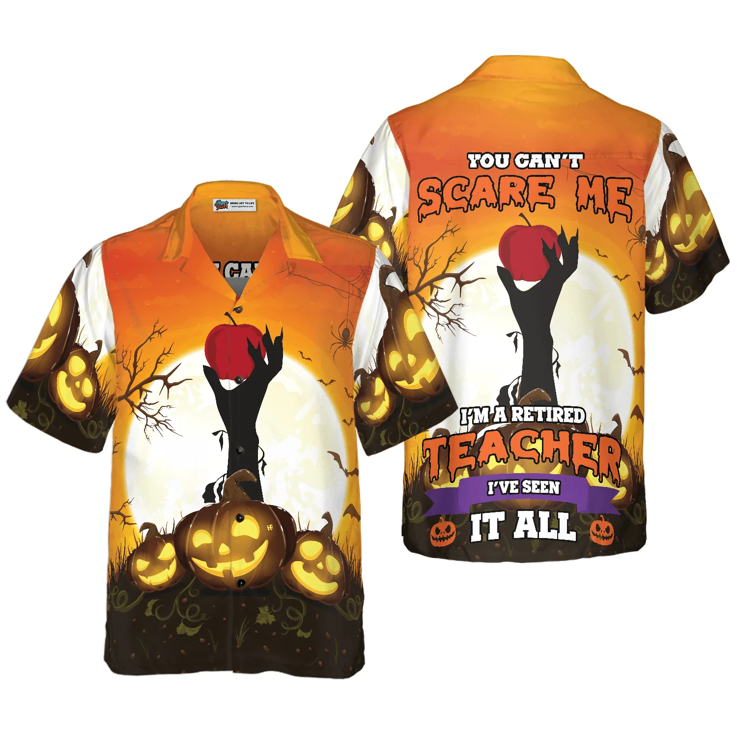 Teacher Hawaiian Shirt, You Can't Scare Me I Am Retired Teacher Aloha Shirt For Men - Perfect Gift For Halloween, Teacher, Friend, Family