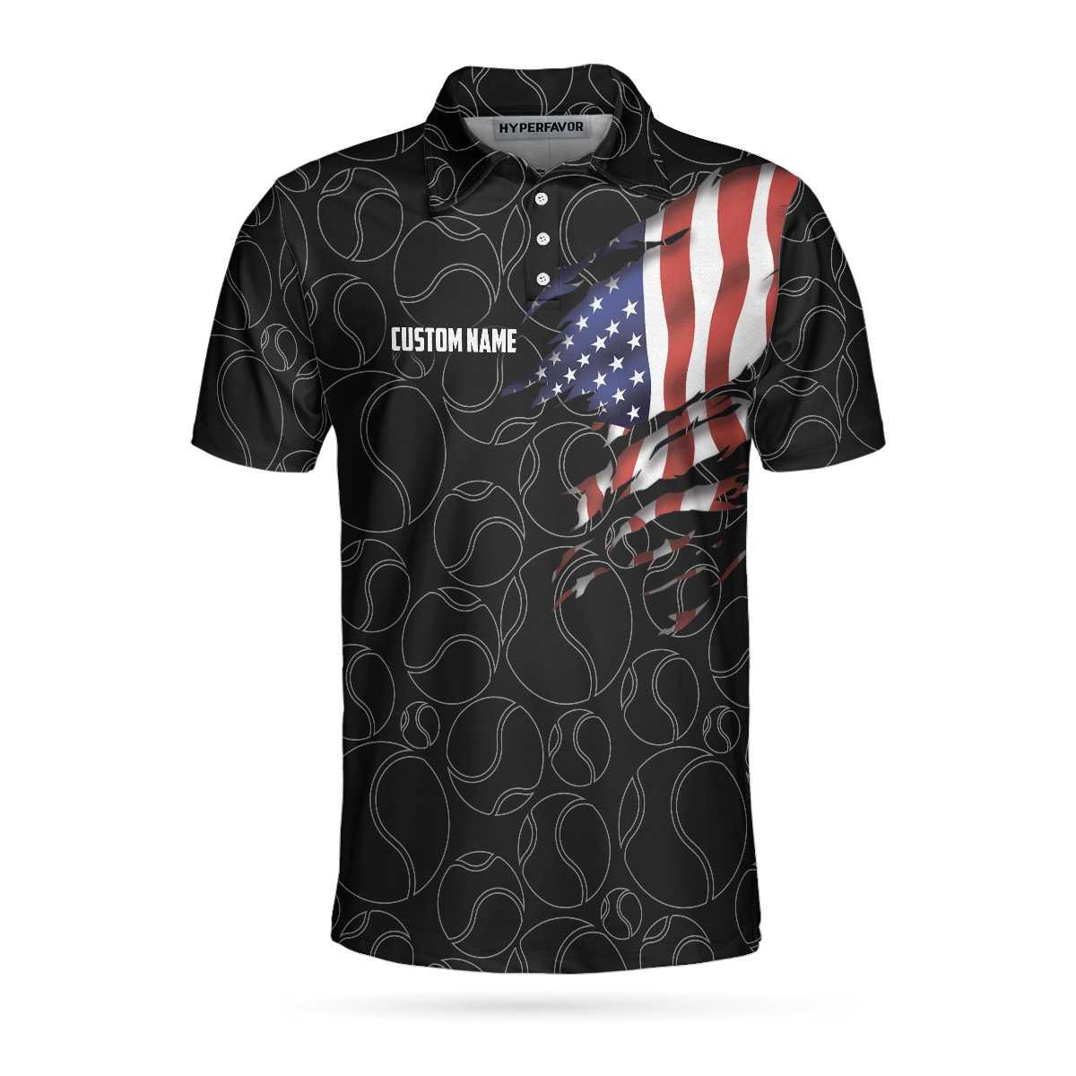 Tennis American Flag Custom Name Polo Shirt, Personalized American Flag Tennis Polo Shirt For Men, Tennis Gift For Male Players - Perfect Gift For Men - Image 3