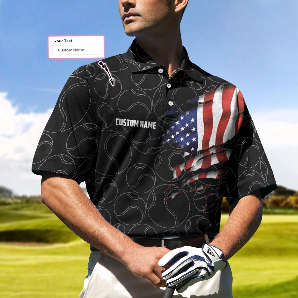 Tennis American Flag Custom Name Polo Shirt, Personalized American Flag Tennis Polo Shirt For Men, Tennis Gift For Male Players - Perfect Gift For Men - Image 5