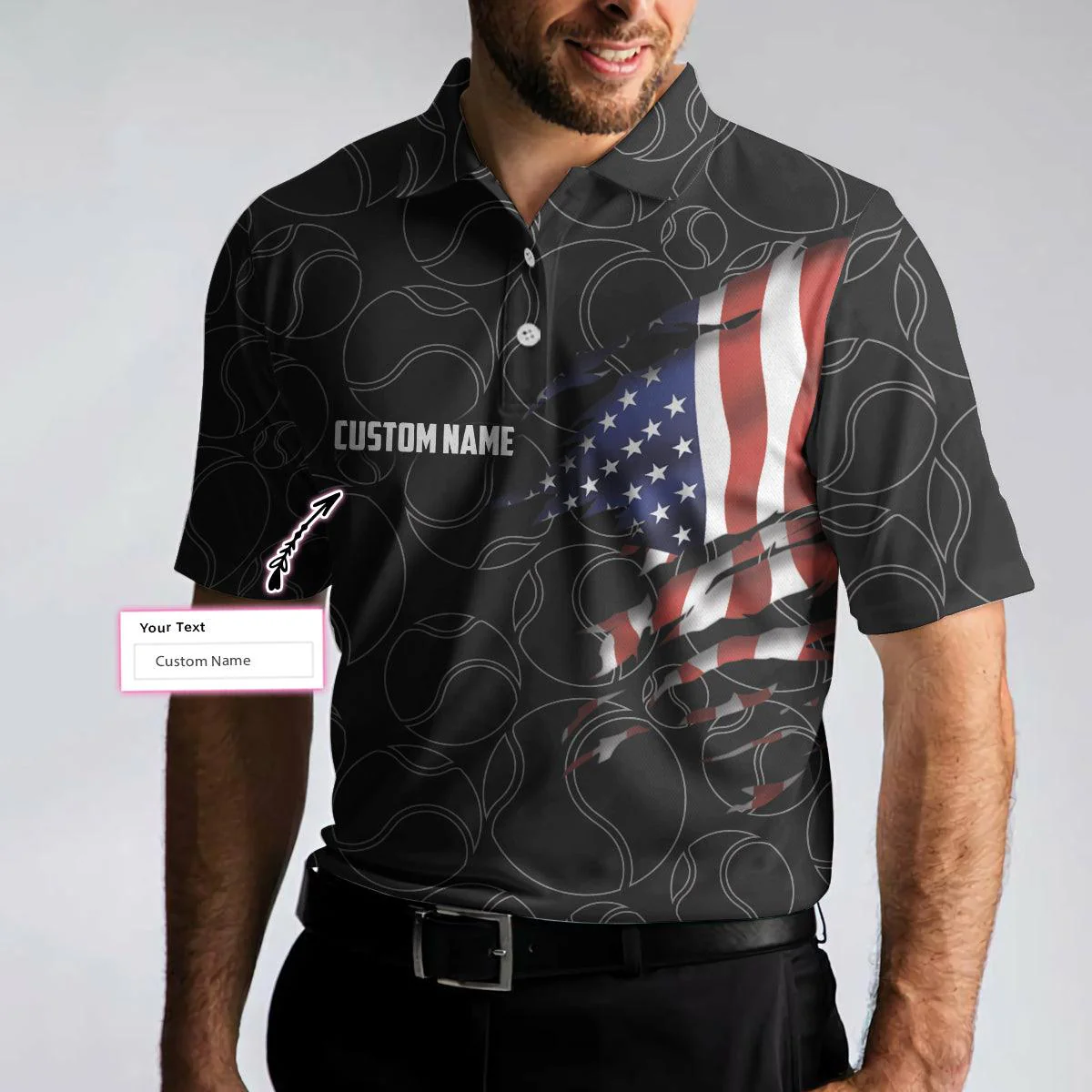 Tennis American Flag Custom Name Polo Shirt, Personalized American Flag Tennis Polo Shirt For Men, Tennis Gift For Male Players - Perfect Gift For Men - Image 6