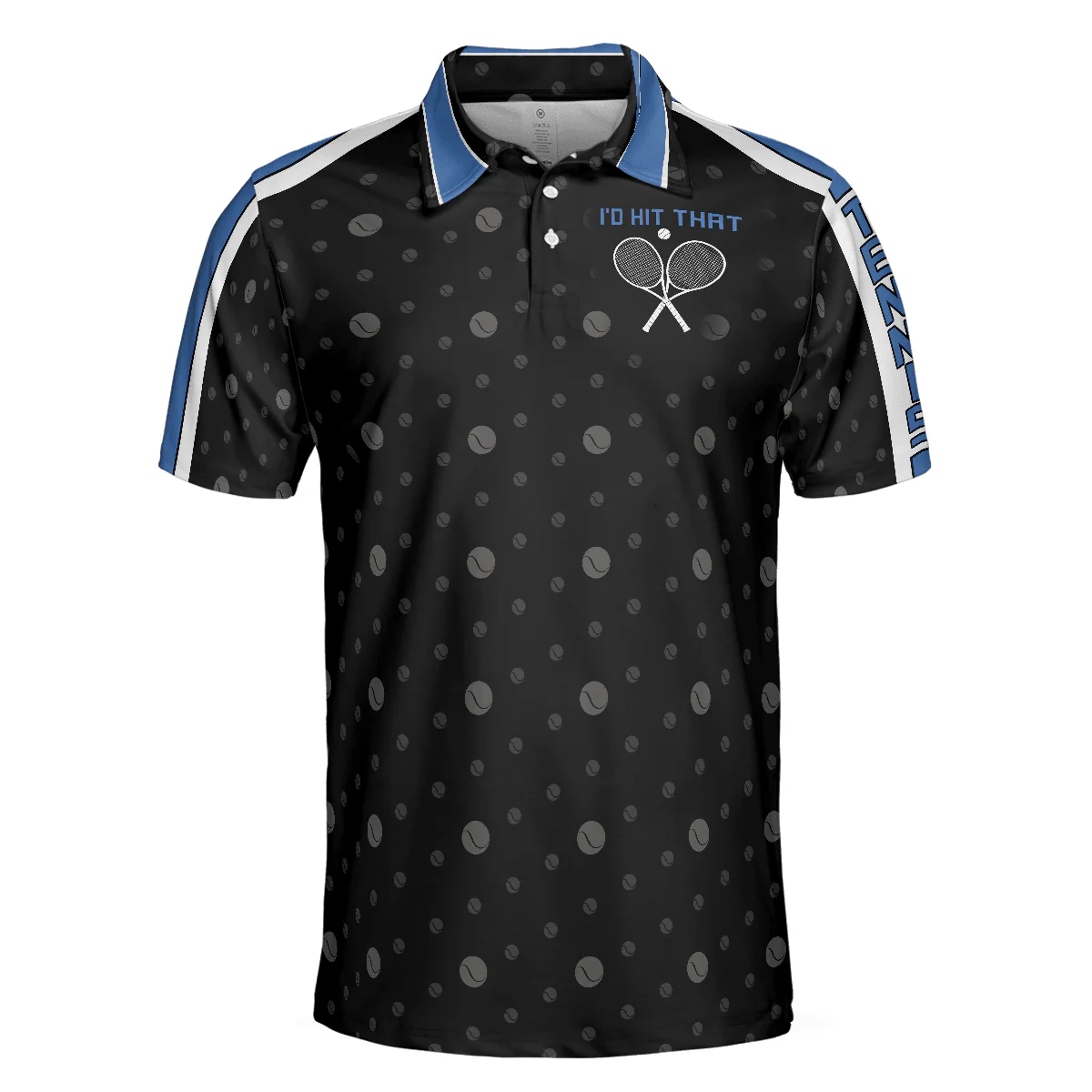 Tennis Blue Version Polo Shirt, Black Dot And Tennis Ball Pattern Polo Shirt, Best Tennis Shirt For Men - Perfect Gift For Men, Tennis Lovers - Image 3