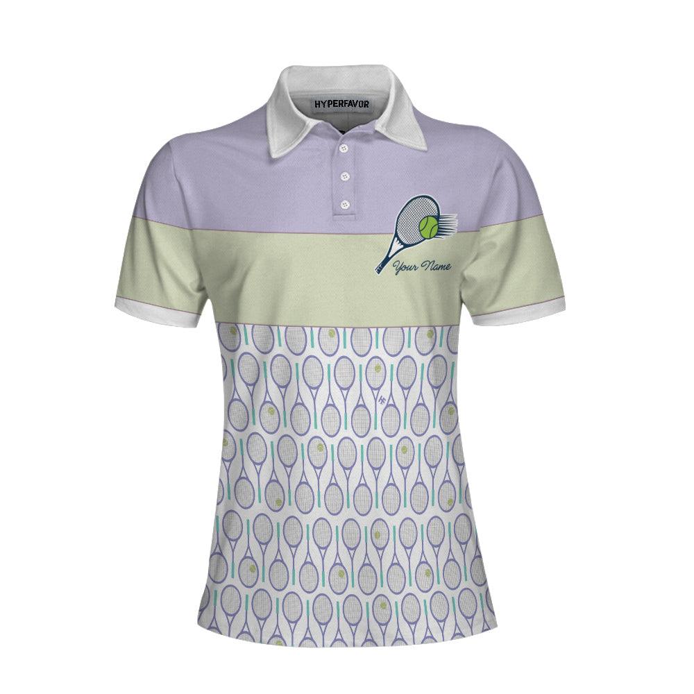 Tennis Custom Name Women Polo Shirt, Tennis In Purple Pattern Personalized Women Polo Shirts, Best Gift For Ladies, Tennis Lovers, Female Players - Image 2