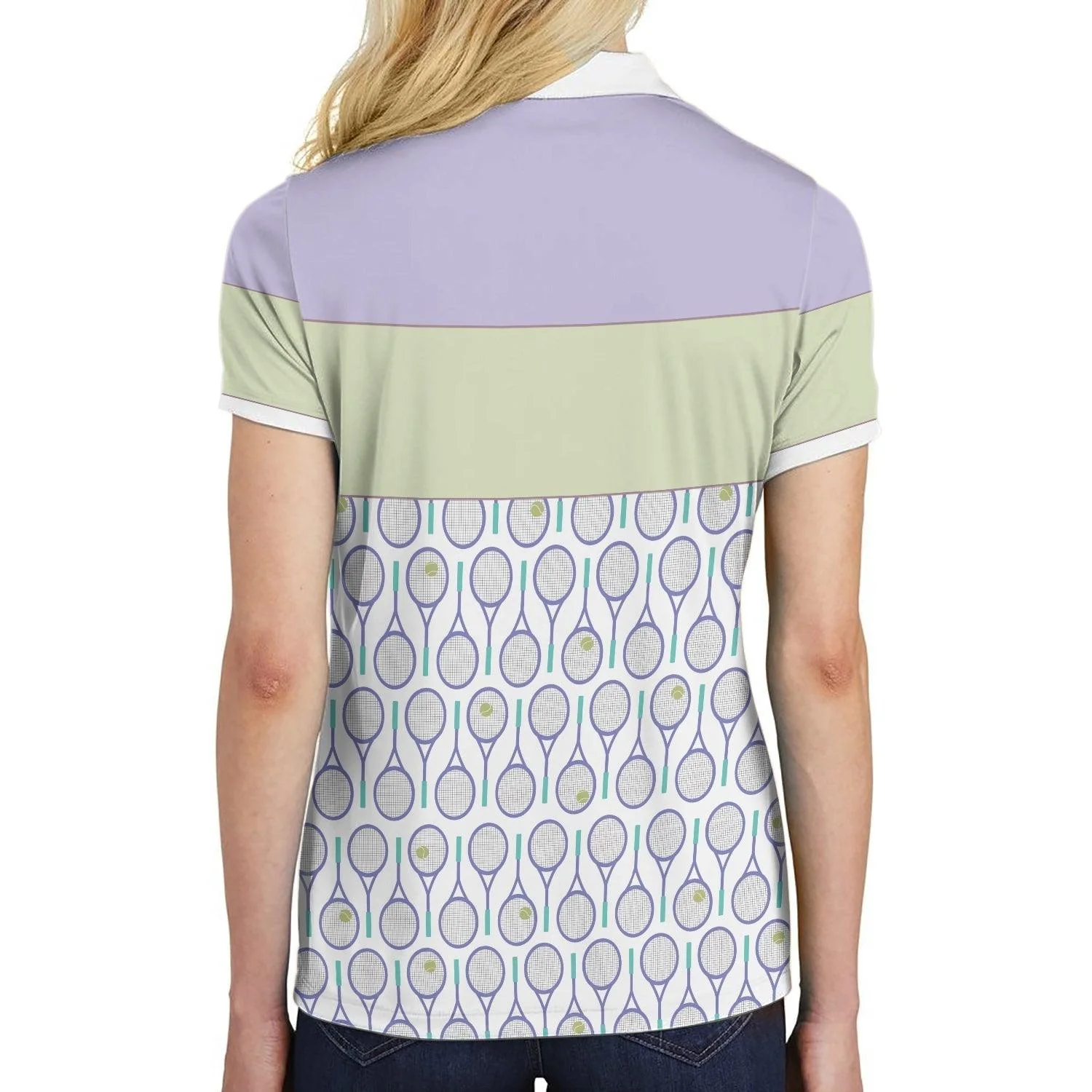Tennis Custom Name Women Polo Shirt, Tennis In Purple Pattern Personalized Women Polo Shirts, Best Gift For Ladies, Tennis Lovers, Female Players - Image 6