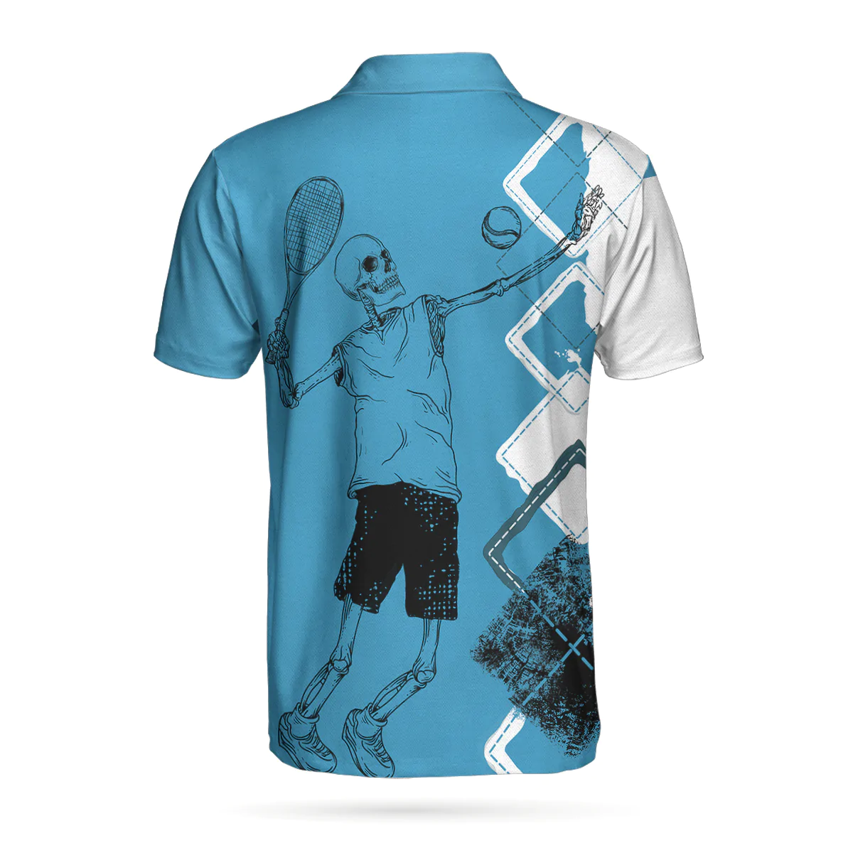 Tennis Men Polo Shirt, Argyle Pattern Skeleton Tennis Player, Kiss My Ace Tennis Polo Shirt For Men - Best Gift For Tennis Players, Tennis Lovers - Image 2