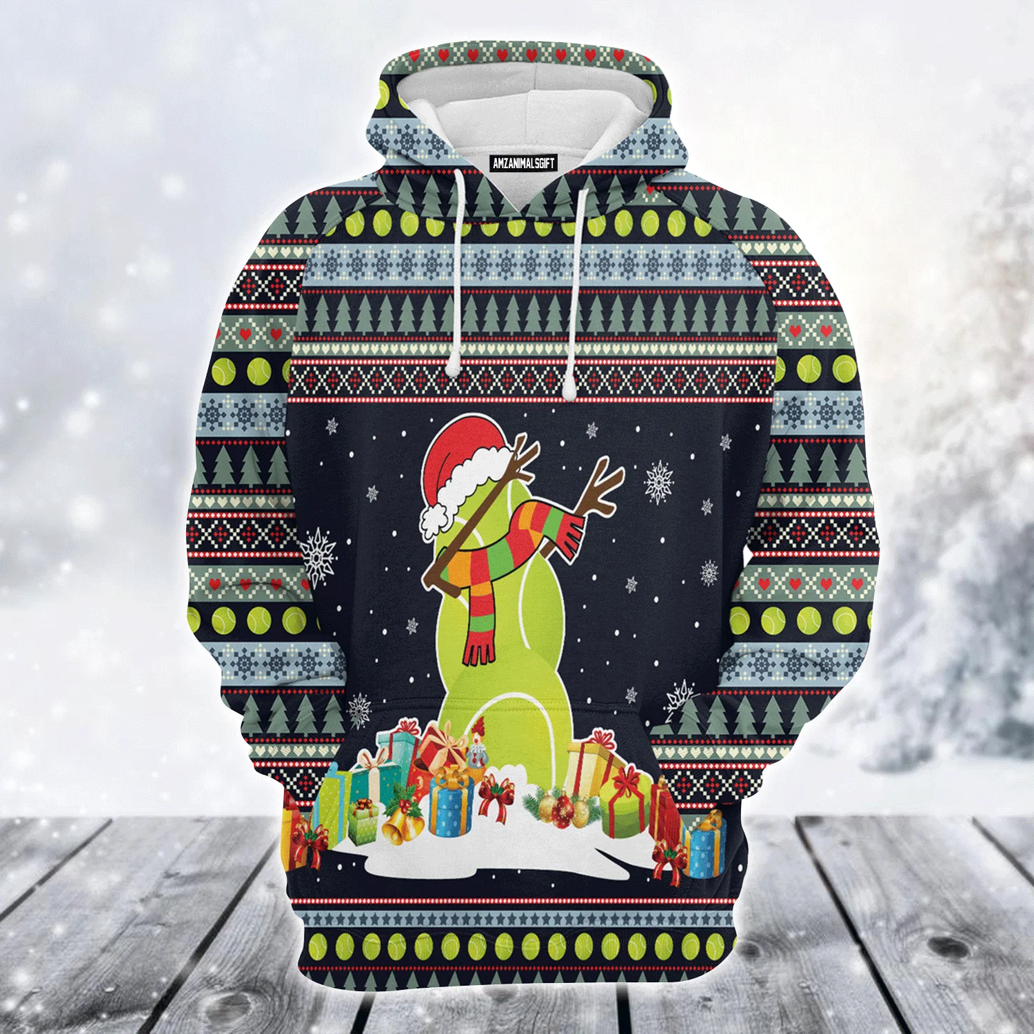 Tennis Premium Christmas Hoodie, Funny Tennis Snowman Unisex Hoodie For Men & Women - Perfect Gift For Christmas, Tennis Lover - Image 2