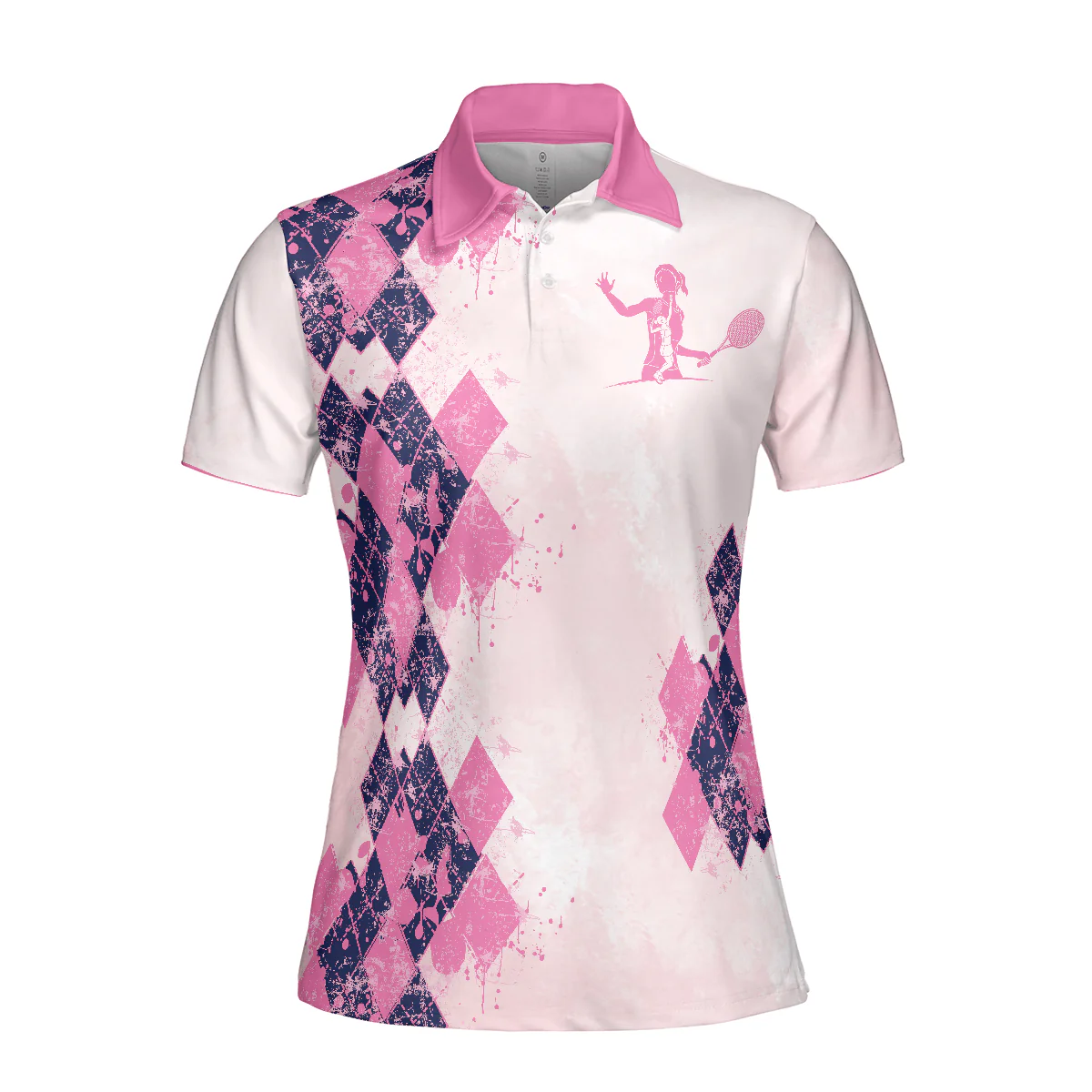 Tennis Women Polo Shirt, Sometimes It Takes Balls To Be A Women Polo Shirt, Pink Argyle Pattern Tennis Shirt - Perfect Gift For Women, Ladies, Tennis Lovers - Image 4