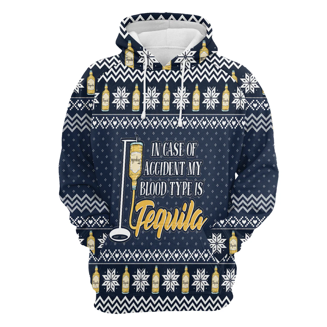Tequila Premium Christmas Hoodie, My Blood Type Is Tequila Christmas Unisex Hoodie For Men & Women - Perfect Gift For Christmas, Tequila Lover - Image 4