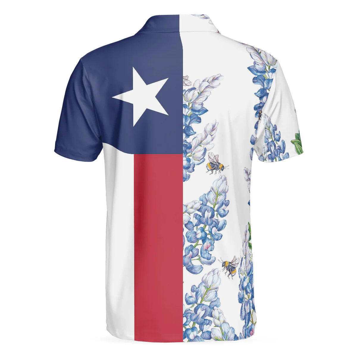Texas Flag Bluebonnets Polo Shirt For Golf, Floral Texas Flag Polo Shirt, Texas Proud Shirt For Men - Perfect Gift For Men, Golfers - Image 2