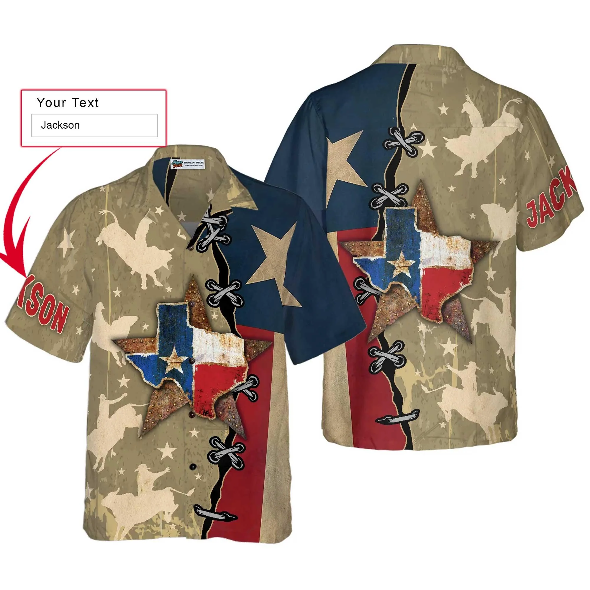 Texas Flag & Rodeo Texas Custom Name Hawaiian Shirt, Summer Aloha Shirt Perfect Gift For Men Women, Personalized Unique Texas Shirt For Texas Lovers