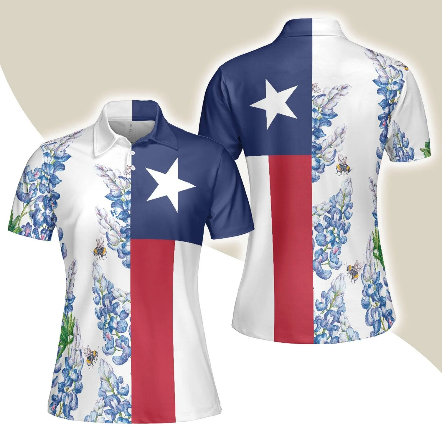 Texas Flag Women Polo Shirt, Texas Proud Bee Bluebonnet Women Polo Shirts, Perfect Gift For Female, Ladies, Girls
