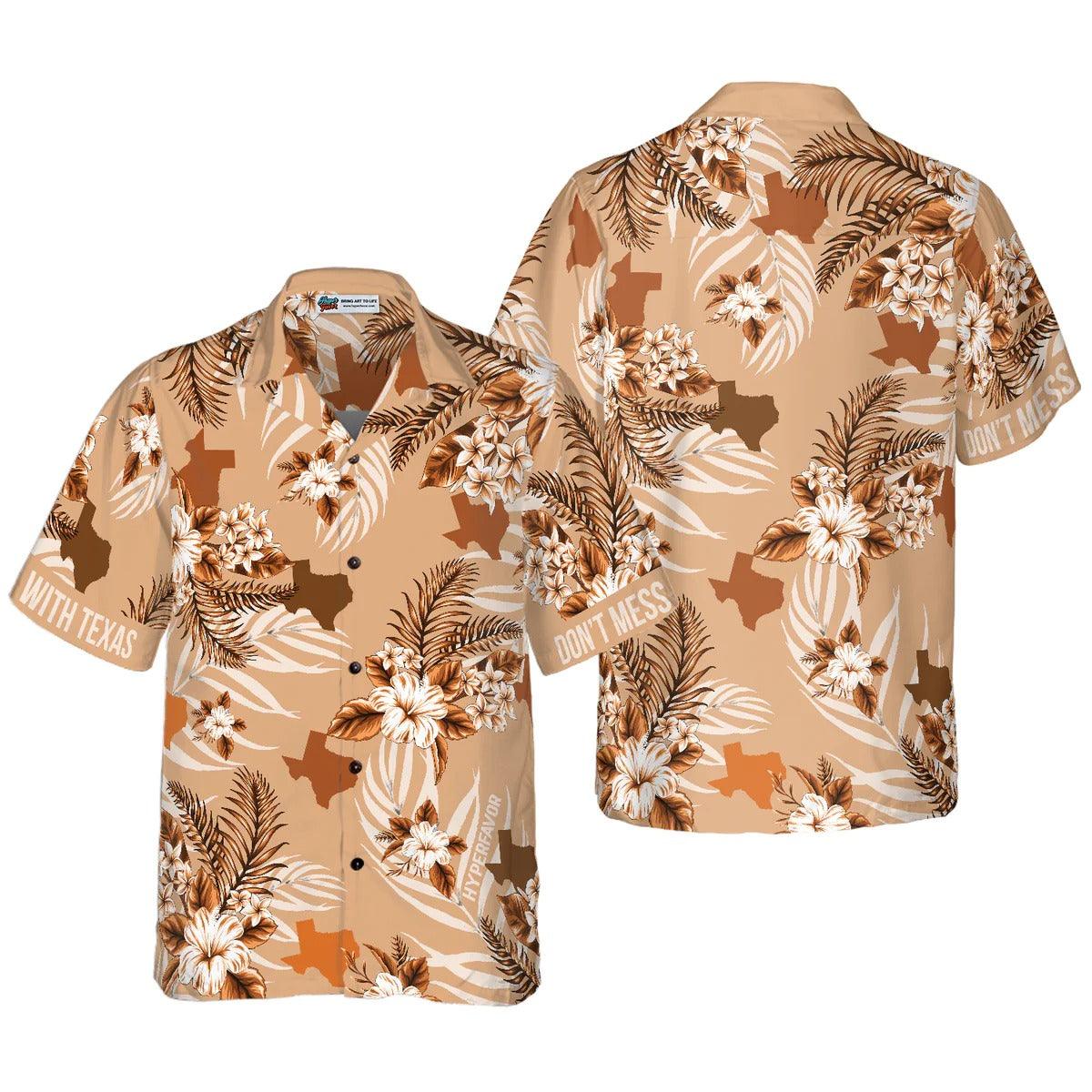 Texas Hawaiian Shirt, Brown Lone Star Nation Bluebonnet Texas Hawaiian Shirt, Texas Summer Aloha Shirt- Perfect Gift For Men, Women, Friend, Family