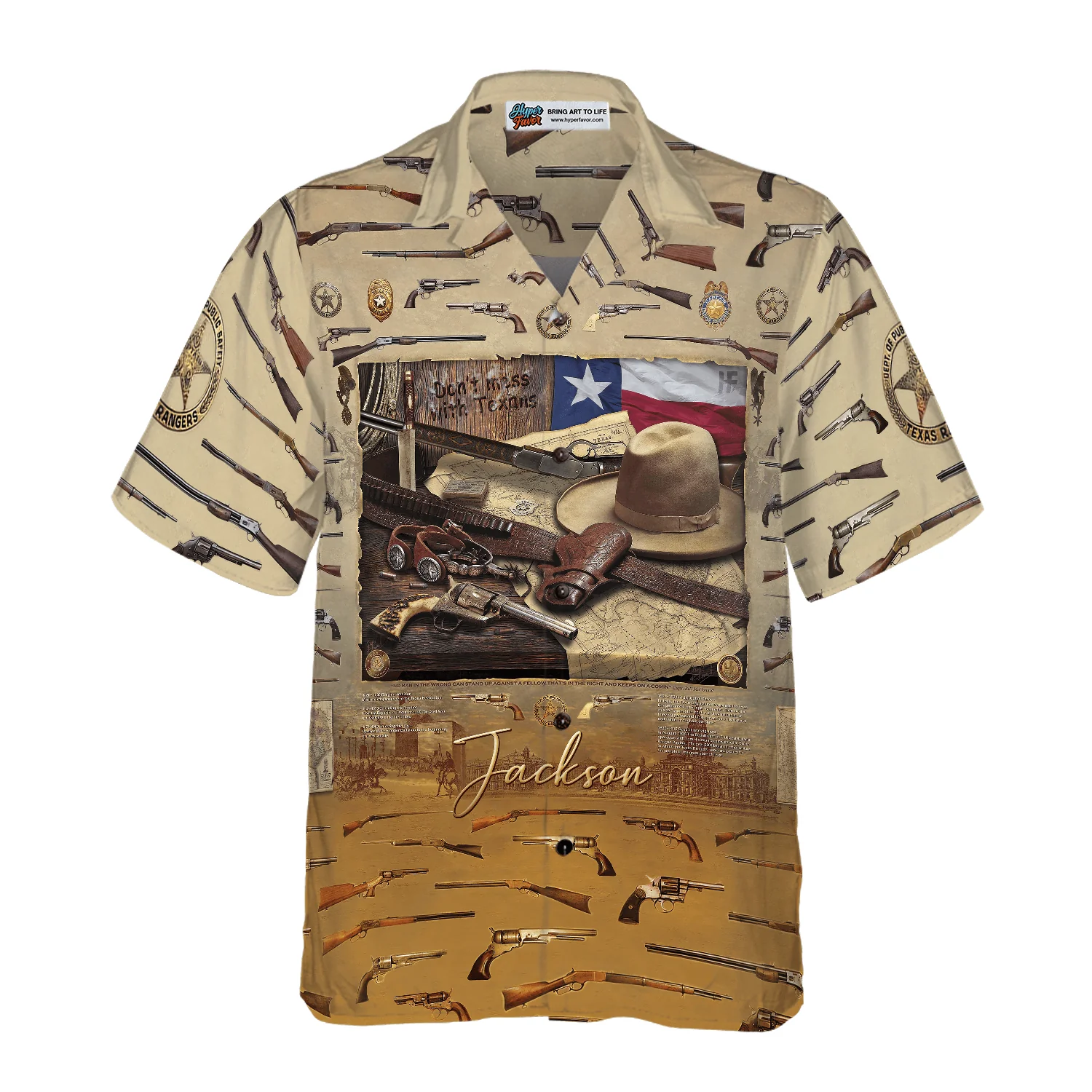 Texas Heritage Custom Name Hawaiian Shirt, Texan Cowboy Wild West Guns Texas Native, Proud Texas, Summer Aloha Shirt Perfect Unique Gift For Men Women - Image 3