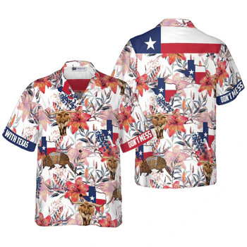 Texas Longhorn Bluebonnet And Armadillo Hawaiian Shirt, Button Down Floral Texas Flag, Proud Texas, Colorful Summer Aloha Shirt For Men Women - Image 4