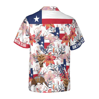 Texas Longhorn Bluebonnet And Armadillo Hawaiian Shirt, Button Down Floral Texas Flag, Proud Texas, Colorful Summer Aloha Shirt For Men Women - Image 5