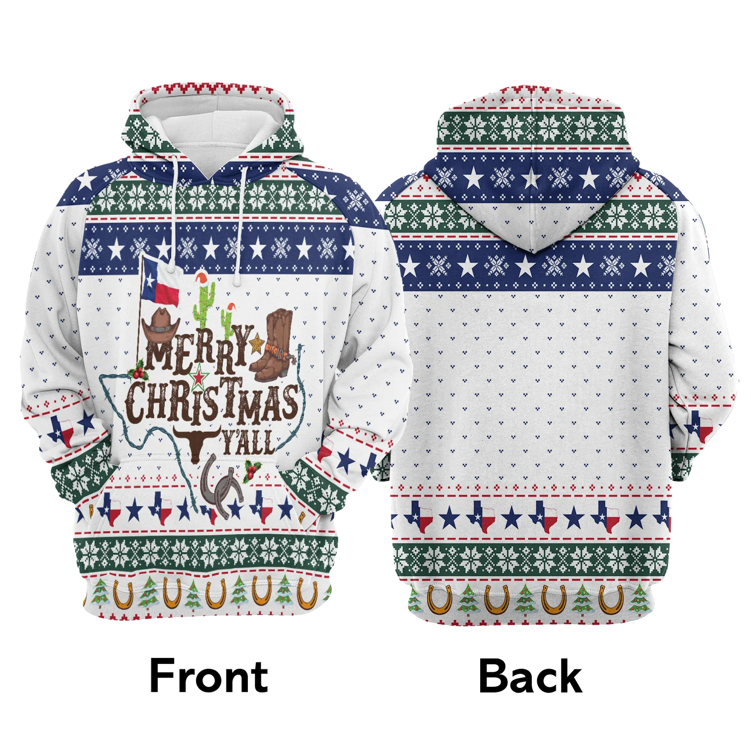 Texas Premium Christmas Hoodie, Merry Christmas Y'all Unisex Hoodie For Men & Women - Perfect Gift For Christmas, Friends, Family - Image 3