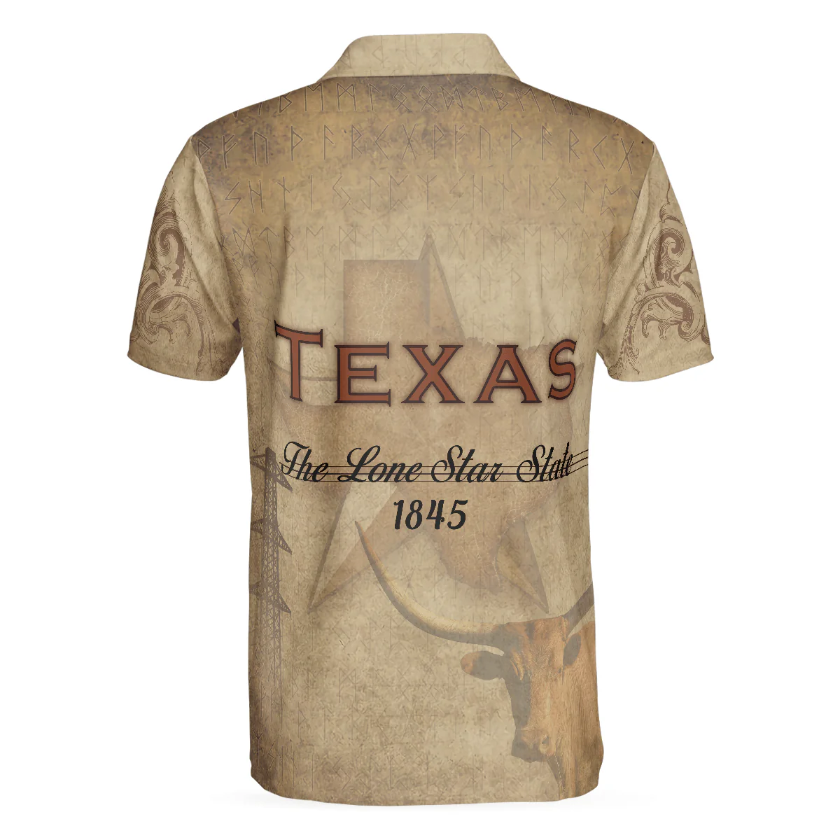 Texas The Lone Star State Polo Shirt, Texas State Map Longhorn Polo Shirt, Texas Proud Shirt - Perfect Gift For Men - Image 3