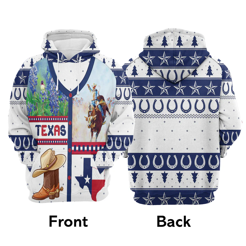 Texas Xmas Premium Christmas Hoodie, Awesome Texas Christmas Unisex White Hoodie For Men & Women - Perfect Gift For Christmas, Texas Lovers - Image 4