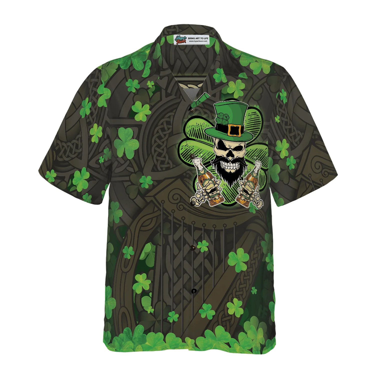 The Celtic Cross Harp Irish Skull Leprechaun Hawaiian Shirt, Colorful Summer Aloha Shirt For Men Women, Gift For Husband, Wife, Friend, Family - Image 4