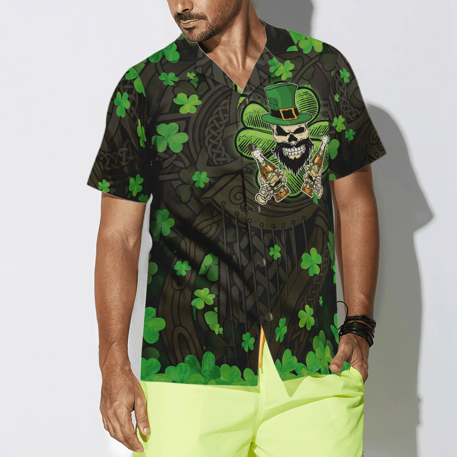 The Celtic Cross Harp Irish Skull Leprechaun Hawaiian Shirt, Colorful Summer Aloha Shirt For Men Women, Gift For Husband, Wife, Friend, Family - Image 5
