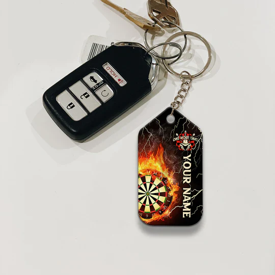 Thunder Flame Bullseye Dartboard Personalized Name Dragon And Darts Acrylic Keychain - Christmas Gift For Darts Lovers, Darts Team Players - Image 2