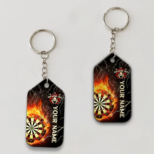 Thunder Flame Bullseye Dartboard Personalized Name Dragon And Darts Acrylic Keychain - Christmas Gift For Darts Lovers, Darts Team Players - Image 3