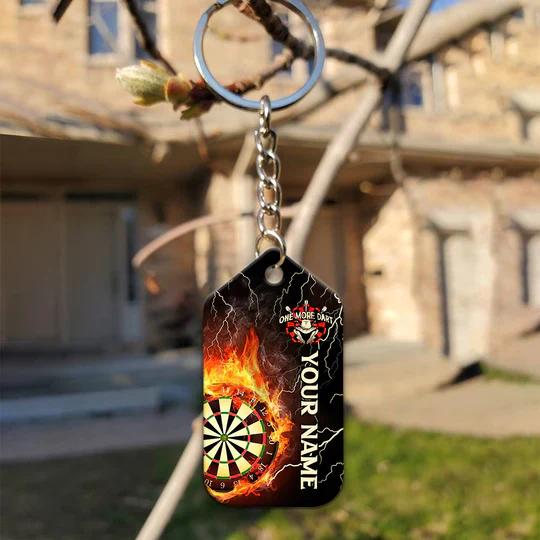 Thunder Flame Bullseye Dartboard Personalized Name Dragon And Darts Acrylic Keychain - Christmas Gift For Darts Lovers, Darts Team Players - Image 4