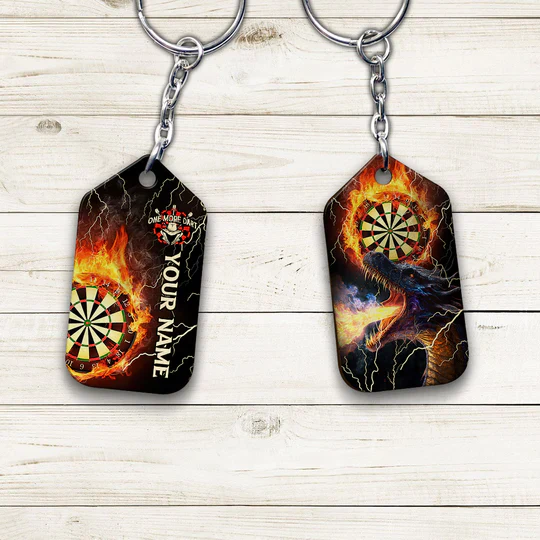 Thunder Flame Bullseye Dartboard Personalized Name Dragon And Darts Acrylic Keychain - Christmas Gift For Darts Lovers, Darts Team Players - Image 6