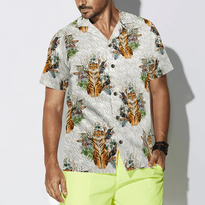 Tiger Hawaiian Shirt, Floral Boho Tiger Aloha Shirt For Men - Perfect Gift For Husband, Boyfriend, Friend, Family - Image 6
