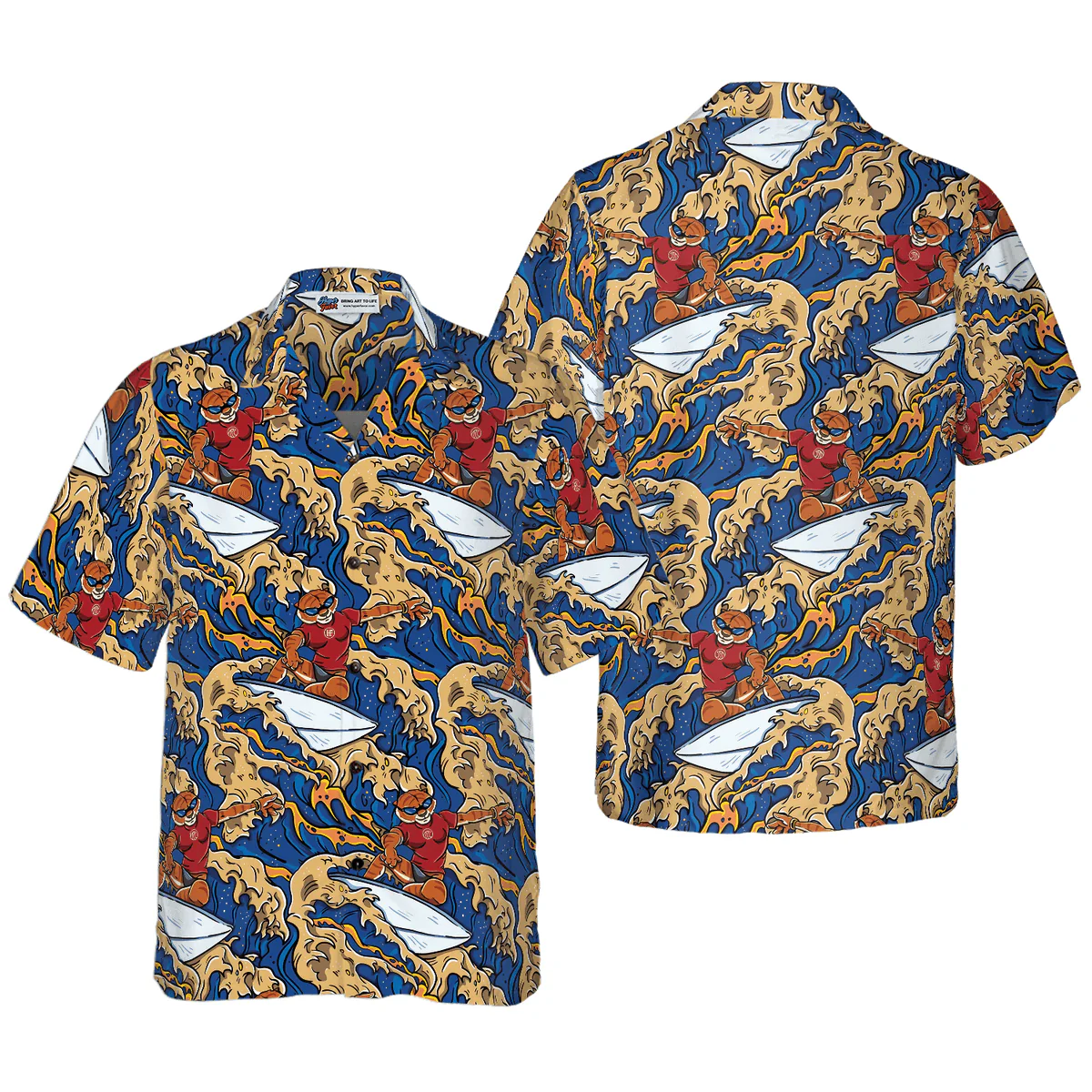 Tiger Hawaiian Shirt, Tiger Surfer Roaring Waters Aloha Shirt For Men - Perfect Gift For Husband, Boyfriend, Friend, Family - Image 2